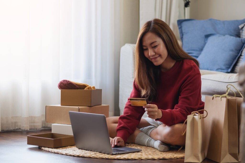 using computer and credit card